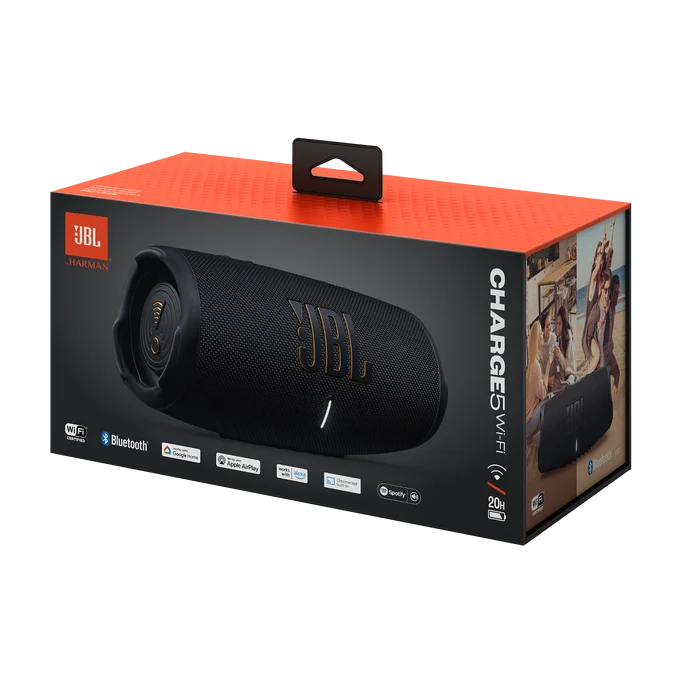 JBL Charge 5 Wi‑Fi skaļrunis, melns — A klase